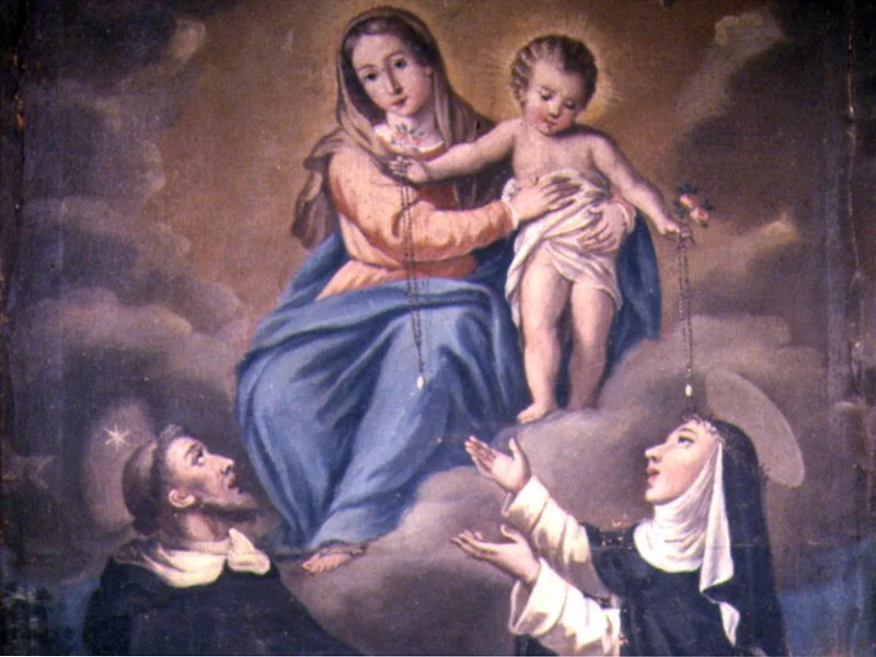 1742-Giuseppe Ceccarini - Madonna del Rosario con San Domenico e Santa Caterina da Siena - Cartoceto (PU)